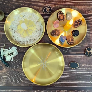 Pagans Ritual Tray Altar Plate Tarots Candlestick Plate Decorative Teas Light Stand Jewelry Crystal Storage Tray Easy Use