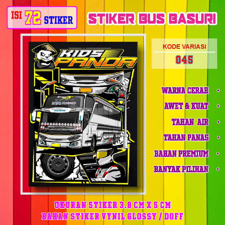 Stiker Bus Basuri KIDS PANDA [045] Isi 72 Pcs Warna Cerah Awet Jelas ...