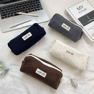 OWMXZL Woolen Fabric Pen Bag Polka Dot Large Capacity Pencil Pouch Cute Gifts Stationery Bag Students