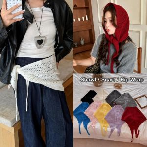 MODERNLUX Hollow Out Knitted Triangle Scarf Triangle Shape Casual Headscarf Fashion Breathable Shoulder Wrap Women