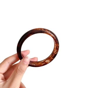 HULEQQI Minimalist Chunky Bracelets Geometric Antique Style Resin Bangles Creative Jewelry Retro Hand Ring Women