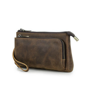 Cowhide Mens Clutch Bags Genuine Leather Men Business Travel Handbags Large Capacity Cable Organizer Clutch Purse Vintage Style2026