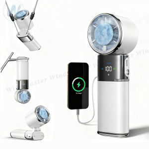 WindMaster Portable Handheld Turbo Fan with Ice Cooling Usb Rechargeable 6000mAh 100-Speed Wind LED Display Christmas Gift