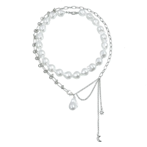 Thanh Lịch Baroque Ngọc Trai trăng sao Vòng Cổ Cho Phụ Nữ Và Cô Gái Độ dài có thể điều chỉnh Neckchain Thời Trang Thanh Lịch