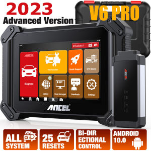ANCEL V6 PRO/V6 Enhanced Bi-Directional Car Diagnostic Scan Tool ECU Coding Bluetooth All System OBD2 Scanner with 25+ Services Key programming IMMO ABS Bleeding Oil Reset DPF EPB Code Reader Touchscreen Tablet 2023 Newest