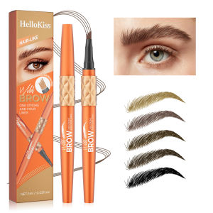 4-Fork Brow Pen Waterproof and Sweatproof Long-Lasting Quick Drying Smudge-Proof Eye Brow Pencil with 4-Fork-Tip Create Wild Natural Hair-Like 4D Liquid Eyebrow Pencil Brow One Stroke and Four Lines