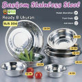 Baskom Stainless Steel 8 Ukuran 14 16 18 20 22 24 26 28 CM SUS 304 Mangkok Stainless Steel Tebal Anti Karat Serbaguna Tahan Gores. 