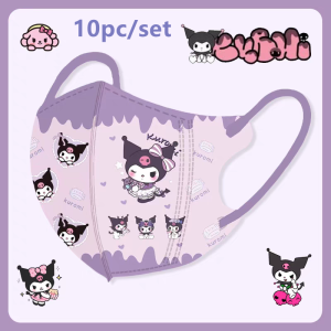 10 Pcs Sanrio 3D Kid Mask Cute Kuromi Melody Cinnamoroll ChildrenS Cartoon Independent Packaging 3PLY Protective Mask