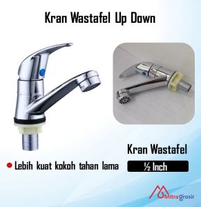 Keran Wastafel Cuci Tangan Jungkit Up Down / Kran Air Wastafel Baling Engkol Murah