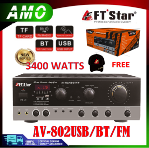 FTStar AV-802 USB/BT/FM 5.1 Channel Karaoke Amplifier with USB and Bluetooth 3400 Watts TF Card FM Radio BT Function USB Input Free Cap Official Genuine Quality Assurance.