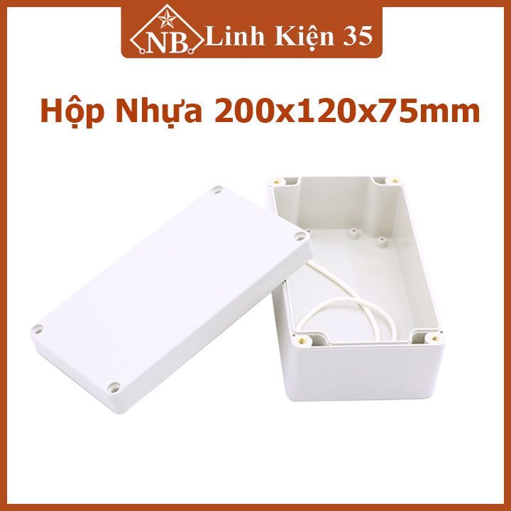 Hộp điện nhựa kỹ thuật 200x120x75mm chống nước không tai đựng bảng ...
