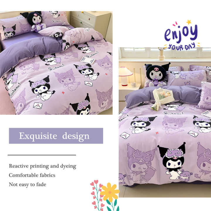 Dansunreve%20Quilt%20Cover%20Washed%20Cotton%20Duvet%20Cover%20Sanrio%20Kuromi%20Cinnamoroll%20Pochacco%20Kitty%20Comforter%20Cover%20with%20Zipper%20-%20Image%203