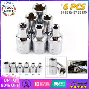 LIANKAI 14pcs/set Female and Bit Type Sockets Wrench Head E4-e24 1/4" 3/8" Torx Star Sleeve Set Auto Repair Tools Hand