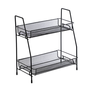 2-Tier Wire Basket Standing Storage Rack Sturdy Solid Kitchen Spice Rack Bathroom JC ELise
