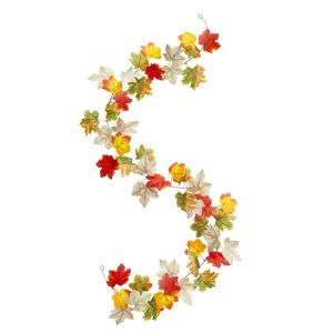 SHIHENG Hanging Artificial Maple Leaf Wreath Halloween Autumn Leaves Fall Wreaths Vine Festivals Decoration Ornaments Fall Simulation Wreath Vines Halloween Party