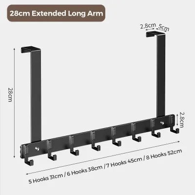 Door Hanger Hook No Drill 5/6/7/8 Hanging Hooks Over the Door Heavy Duty Door Back Hook Stainless Steel