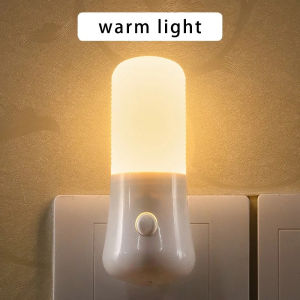 US PlugNight Lights LED Night Light Push Button Switch Bedroom Bedside Lamp Corridor Home Decor Wall Socket Cool Warm White Lamp