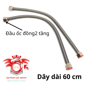Dây cấp bình nóng lạnh INOX 304 đóng vỉ nhựađầu ốc đồng 2 tầng chống tụt ốc khi lắp đặt