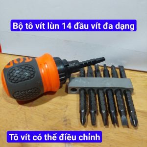 Bộ tua vít đa năng tự động đảo chiều tô vít lùn trợ lực 14 đầu ngắn to từ tính Tua Vít Lùn Trợ Lực Tự Đảo Chiểu Thân Thép CR-V Siêu Cứng Có Nam Châm Vặn Cóc Chống Trượt Tô Vít Đa Năng - Cửa Hàng Nam