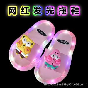 รองเท้าแตะเด็ก LED รองเท้าแตะลายการ์ตูน รองเท้าแตะ PVC ฤดูร้อนเด็กแฟชั่น LED รองเท้าแตะ