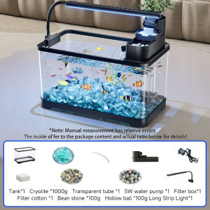 Aquarium HD Transparent Resin Fish Tank Desk Aquarium Set with LED Lighting and Filter