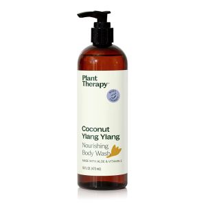 Plant Therapy Coconut Ylang Ylang Natural Body Wash 16 oz For all Skin Types Sulfate Free Body Wash For Men or Women Sweet & Tropical Natural Scent Luxurious Lather Cleanses & Soothes Skin