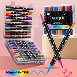 20/46/36/96 Colors Dual Tip Glitter Metallic Outline Markers Art Painting Drawing Craft Coloring Pen Set