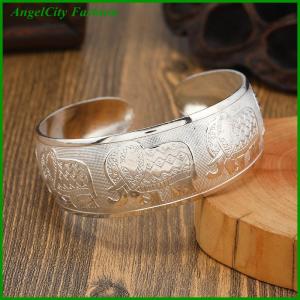 AngelCity Fashion Store Bohemian Ethnic Style Retro Silver Wide Bracelet For Women Carved Flower Opening Fashionable Bracelet Boho Vintage Jewelry