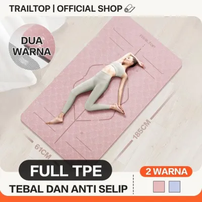 Matras Yoga Premium TPE Yoga Mat Anti Slip Matras Olahraga Tebal 6/8 mm