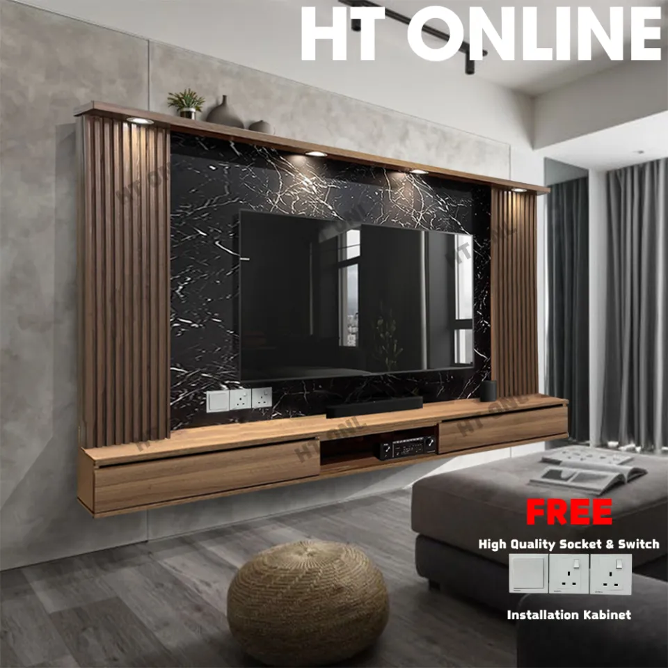 HT ONLINE 8ft Modern TV Cabinet Fluted Panel Tv Cabinet Wall