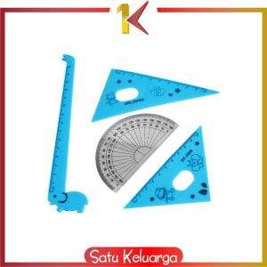 SK-A66 Penggaris Plastik 15cm Set Isi 4 Alat Tulis Sekolah Kantor Karakter Motif Jerapah / Penggaris Matematika Pengaris Garisan Penggaris Set / Ruler Set