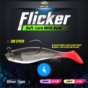 UMPAN PANCING RIPTIDE FLICKER SOFT LURE T- TAIL SHAD LEAD FISH 8 CM 8.3 GR