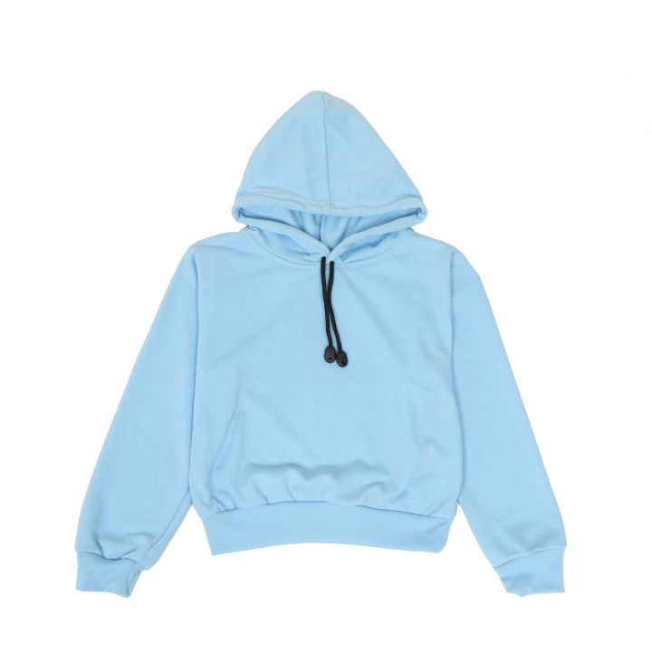 JAKET HOODIE ANAK UNISEX POLOS BIRU MUDA BABYTERRY LENGAN PANJANG