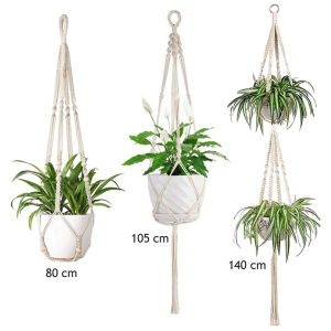 【COD+IN STOCK】gong ผ้าฝ้ายตกแต่งบ้าน Macrame ตะขอแขวนตะกร้าไม้แขวนเสื้อสวนแขวนเชือกที่ใส่กระถางดอกไม้