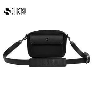 Shigetsu NICHINAN Leather Sling For Men Black Woven Crossbody Shoulder Bag