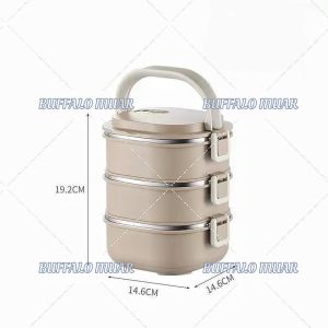 TTHUAN BUFFALO 2.1L 3 LAYER LUNCH BOX STAINLESS STEEL FOOD CONTAINER WITH SPOON 牛头牌2.1L 三层304不锈钢饭盒 配有汤匙 (ET188)