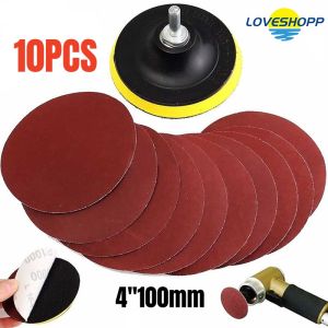 10Pcs 4100mm Sanding Disc Sandpaper Hook Loop 1000 + Backer Pad with Drill+Shank Adapter Polishing