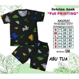 KELFI SETELAN ANAK FULL PRINTING / SETELAN ANAK COWOK USIA 1-8 TAHUN  DINORO EDITION 