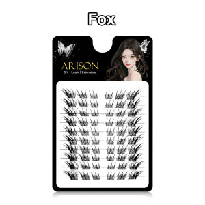 ARISONLASHES Fox Eyelashes Oblique Flying Single Cluster Segmented Black Stem Curled Bulu Mata Palsu