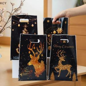 KCY 10 25 50ชิ้นผสมสีทองกวางชุดของขวัญคริสต์มาสถุงหิ้ว OPP ของขวัญแวววาวถุงขนมถุงของขวัญพลาสติกถุงของขวัญคืน