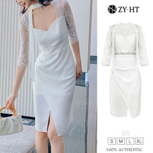 ZY.HT(Giải phóng mặt bằng Sử dụng phiếu giảm giá)Váy nữ Váy trắng Neckband Dress Work Dress Beach Dress Wedding Dress Korean Dress EraVogue 9284