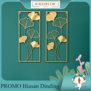 Hiasan Pajangan Dinding Besi Gold Wall Decoration Iron Gold Leaf - Set Monstera