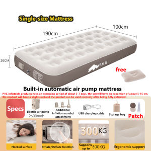 Inflatable bed double single inflatable bed family size suitable for camping with electric pump and storage bag
