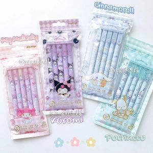 5pcs/pack 0.5mm Press Pen Sanrio Gel Pens Student Black Pen Kuromi Melody Cartoon Black Writing Pen Student Stationery