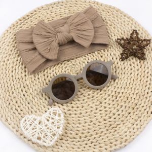 IQAngel Chic nơ đầu trẻ em và kính mát đặt cho trang phục mùa hè thời trang