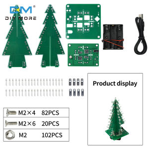 Diymore DC 4.5-5V Welding Free 3D Christmas Tree Diy Kit For Assembling Christmas Trees Electronic Fun Practice Diy Kit