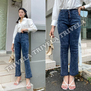 NouraFashion - Highwaist Jeans Cutbray Snow Rawis / Celana Jeans Wanita Cutbray / HWCUTBRAY