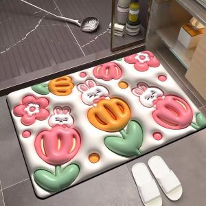 Keset Kamar Mandi 3D Diatomite Serap Air Anti Bau Anti Slip Motif 3D