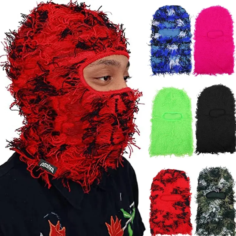 Balaclava Distressed Unisex Full Face Ski Mask Knit Winter Windproof Neck  Warmer