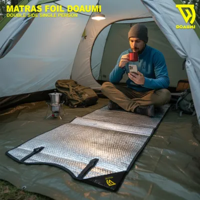MATRAS FOIL DOAUMI DOUBLE SIDE UKURAN 200 X 60 CM MATRAS ALUMUNIUM SINGLE PERSON OUTDOOR CAMPING